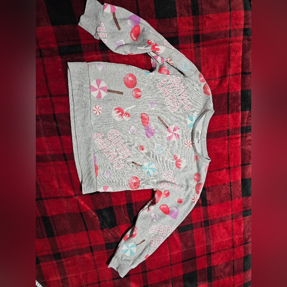 #923- girls candy land crop sweatshirt size large